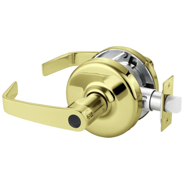 Grade 1 Entrance/Office Cylindrical Lock, Newport Lever, Conventional Less Cylinder, Bright Brass Fi